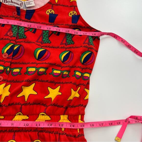 VINTAGE Béchamel Beach print romper red sz M - Picture 5 of 5